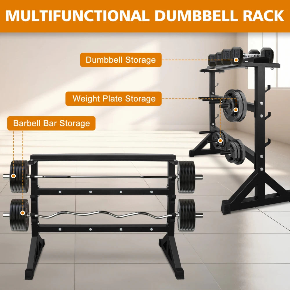 Dumbbell Rack Stand, Multifunctional Barbell Rack Weight Rack for Dumbbells, Heavy Duty Weight Storage Organizer Dumbbell
