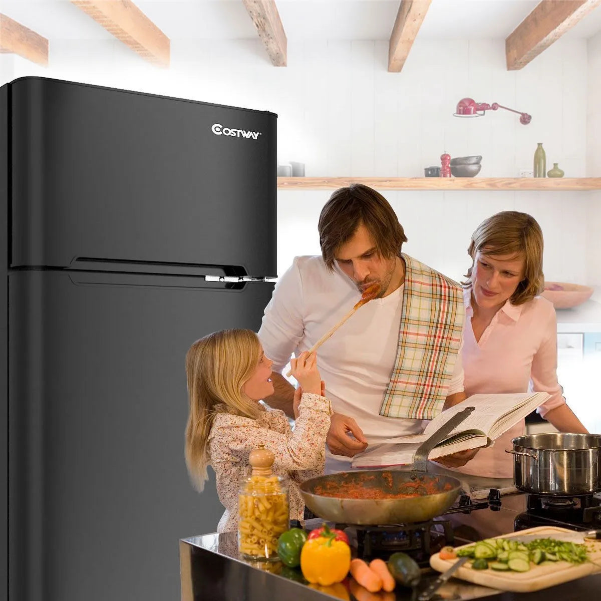 Stainless Steel Refrigerator Small Freezer Cooler Fridge Compact 3.2 cu ft. Unit