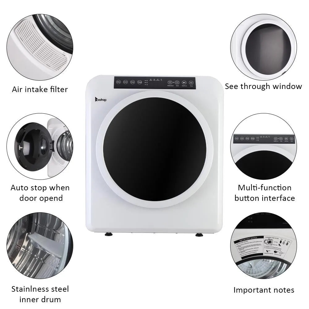 Compact Home 3.5Cu.Ft Electric Dryer Machine Stainless Steel Drum Clothing New