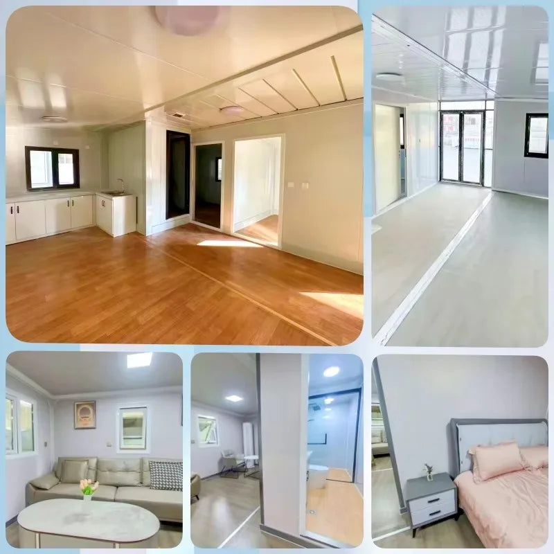Prefabricated Mobile Tiny Home Wooden Light Steel Roof 2-5 Bedroom 20ft/40ft Folding Expandable Container House Living Room