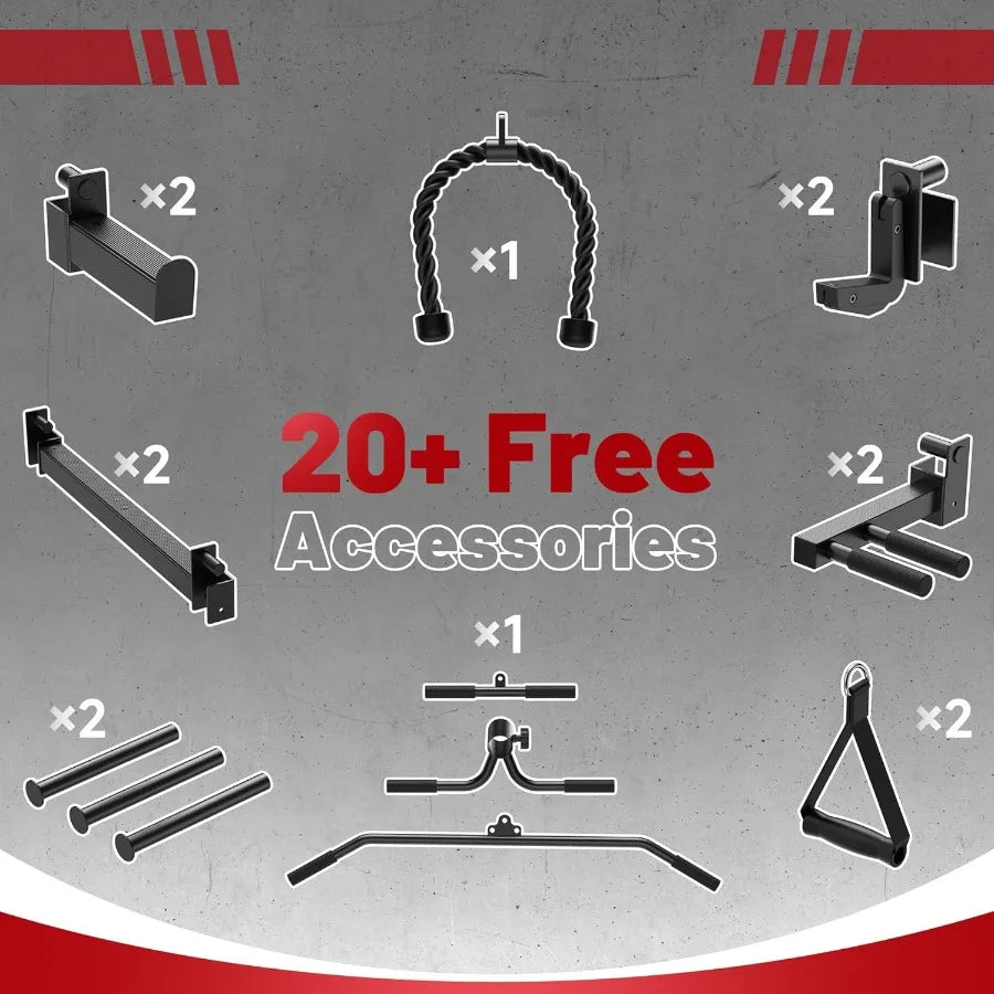 Power CagePower Rack with LAT Pulldown MultiFunction Training Attachments for Home Gym Fitnees Equipment 1500LBS
