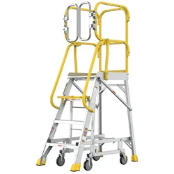 Aluminum Rolling Platform Ladder with Work Platform Non-Slip Mobile 170 kg Capacity for Warehouse Use