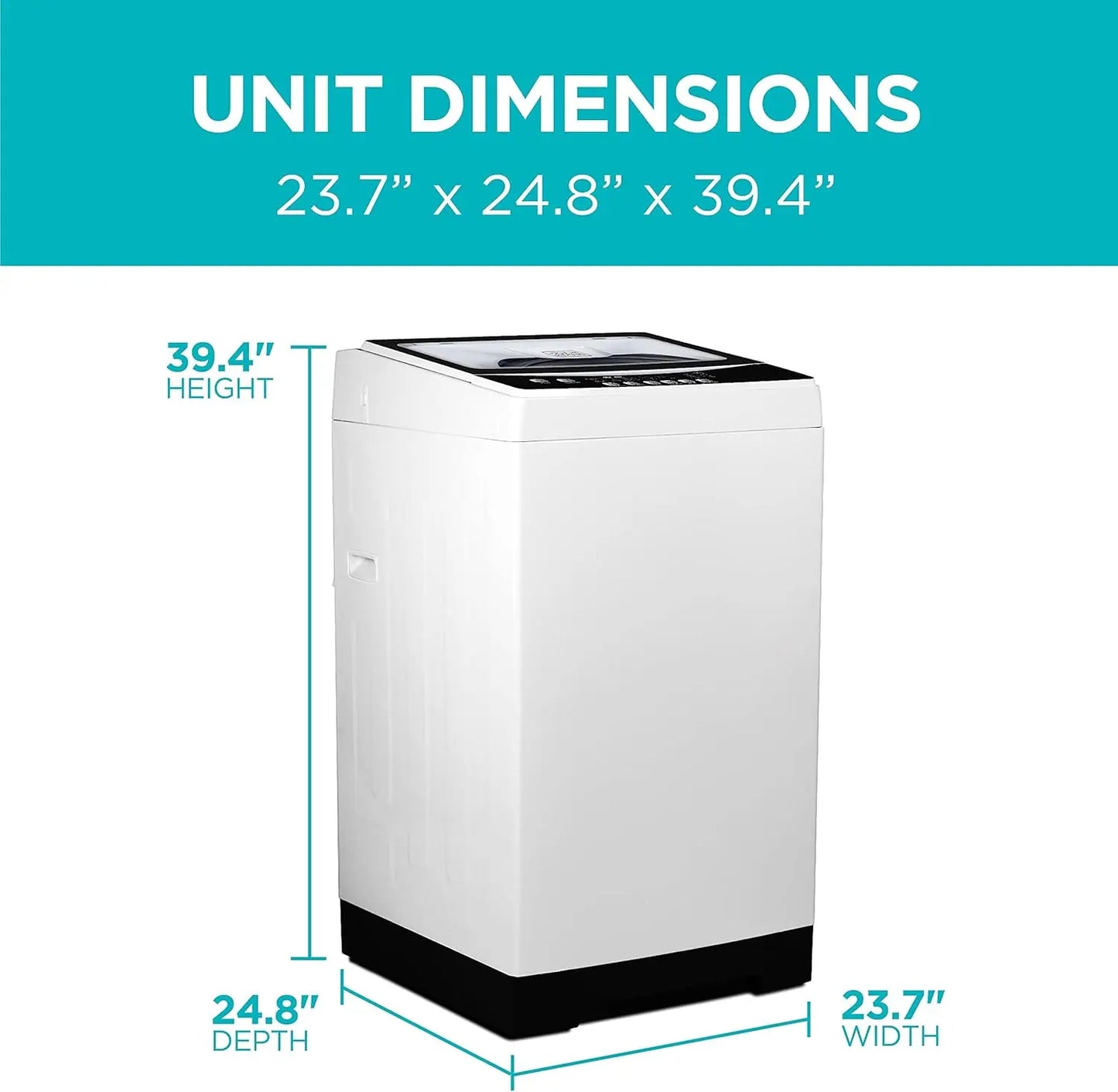 3.0 Cu. Ft. Portable Washer, 26.5 lb Capacity, 6 Cycles, Sink Adapter & Drain Hose Included, Transparent Lid & LED Display