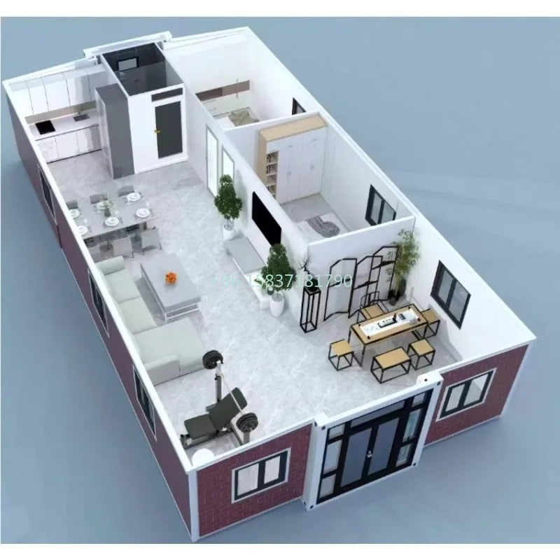20ft 30ft 40ft Container House Prefab Folding Living Cabin Prefabricated Expandable Container House with 2 Bedroom Tiny Home