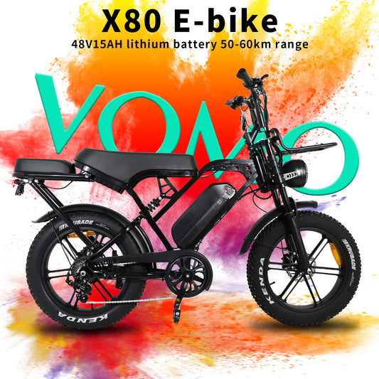 X80Pro 1000W Ebike, 20-inch fat tire electric bicycle, 48V 15Ah removable battery, 50km/h, hydraulic brakes, off-road snow bike