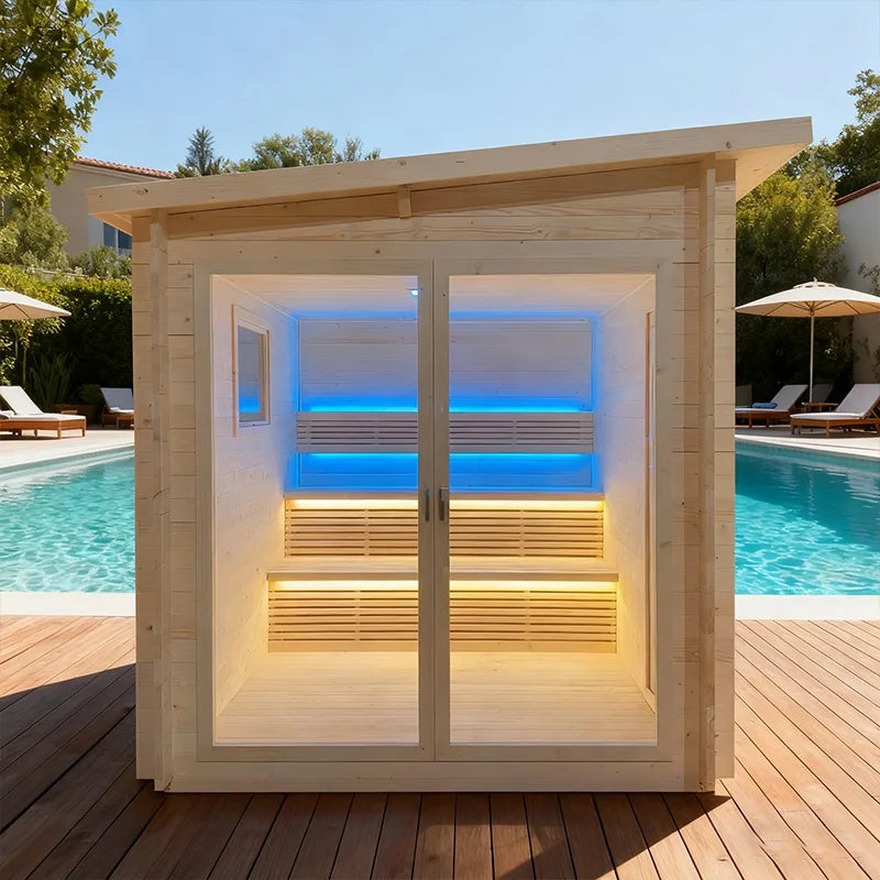 Outdoor Sauna Rest Area Wooden House Prefabricated Cedar Square Sauna Room