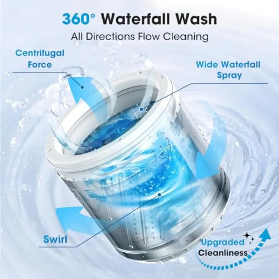 20lbs Portable Washing Machine Full-Automatic Top Load Washer with 10 Wash Cycles Drain Pump for rtment Bathroom Dorms RVs Gray