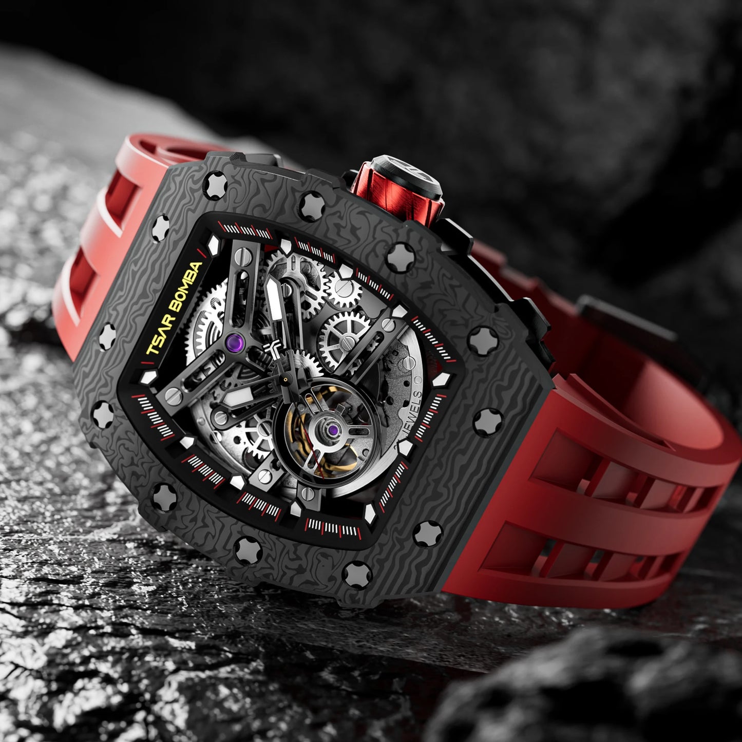 TSAR BOMBA Limited Edition Men’s Automatic Skeleton Watch, Japanese Movement, Sapphire Crystal, 50M Water Resistant Luxury