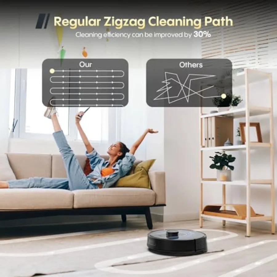 Smart Robot Vacuum and Mop 6000Pa Strong Suction with LiDAR Navigation for Hard Floors Carpet Pet Hair WiFi Alexa Compatible
