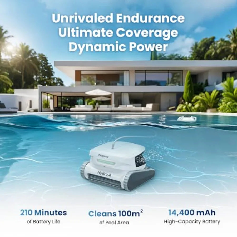 Chasing Hydro 4 Cordless Pool Vacuum for Inground Pools 210-Min Battery Pool Robot for Floor Wall Waterline Cleaning Smart App