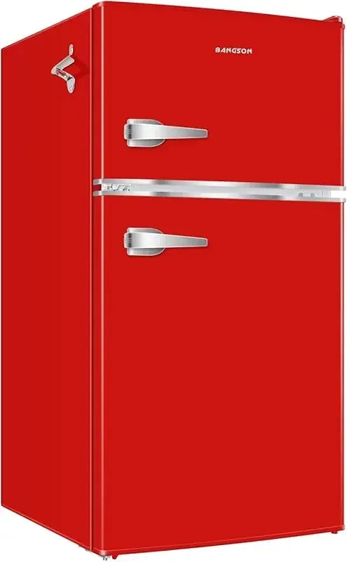 QWMini Fridge with Freezer,2 Door Small Refrigerator Freezer,for Bedroom,3.2 CU.FT,For Home,Office,Dorm,Garage
