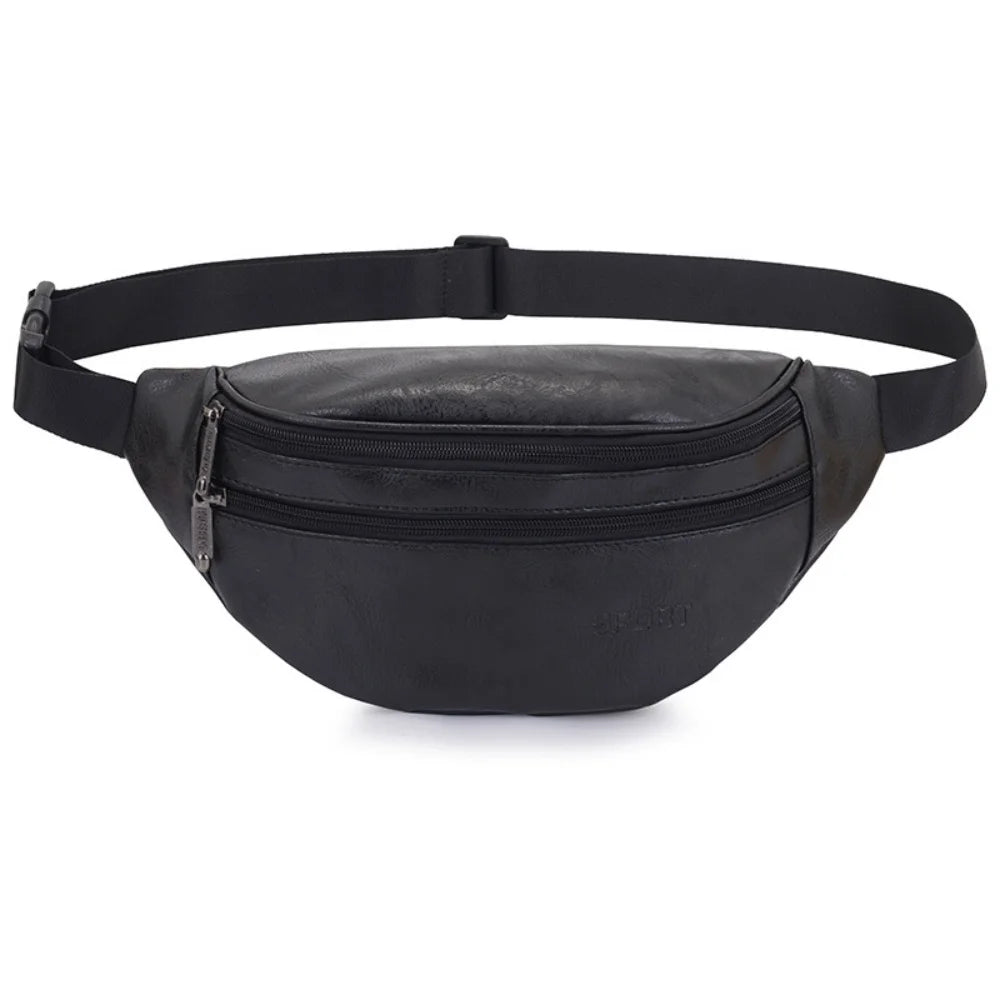 Men's Fanny Pack Fashion Style Men's PU Waist Bags Fanny Pack Travel Belt Purse Shoulder Bags Tote Waist Bag Men's Gift