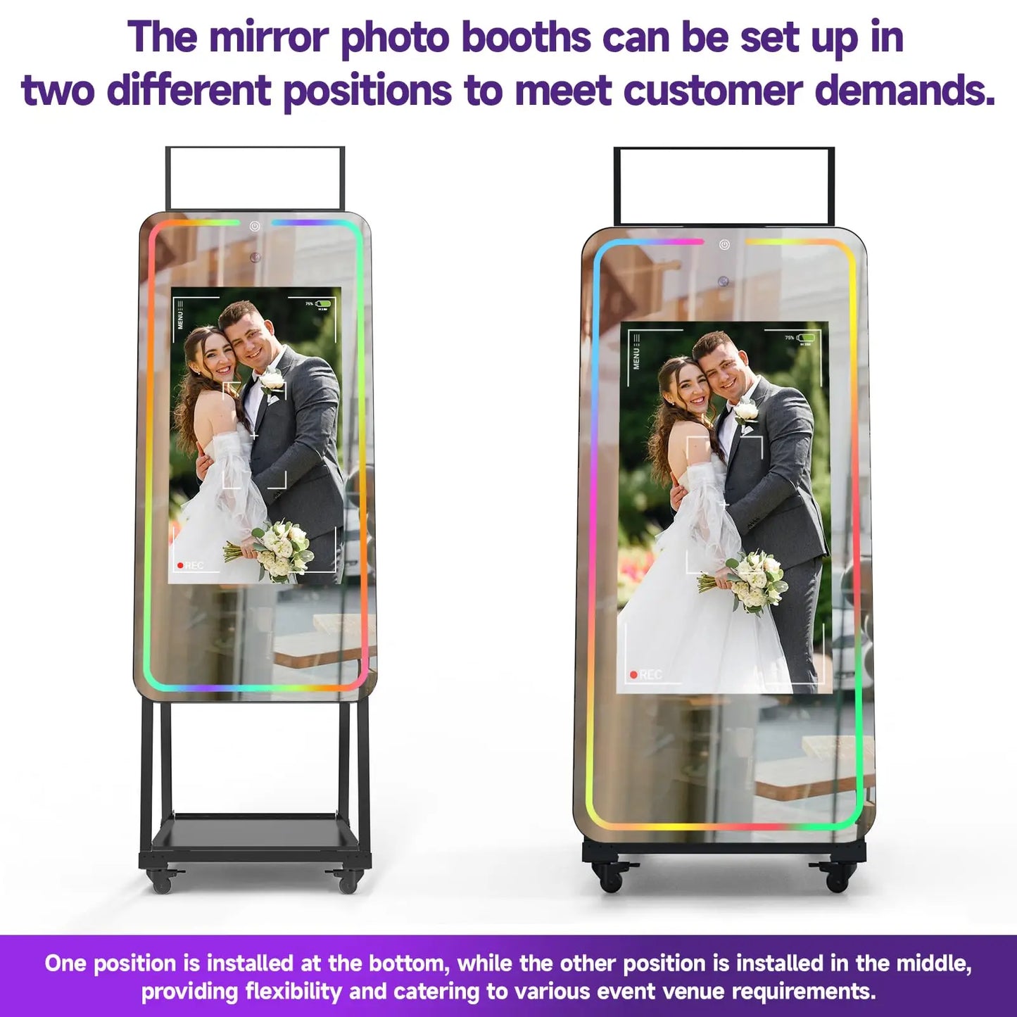 MWE Magic Mirror Photo Booth Machine Touch Screen with 1200W Pixel 4K HD Camera,RGB Surround Light Music Sync,Professional