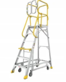 Aluminum Rolling Platform Ladder with Work Platform Non-Slip Mobile 170 kg Capacity for Warehouse Use