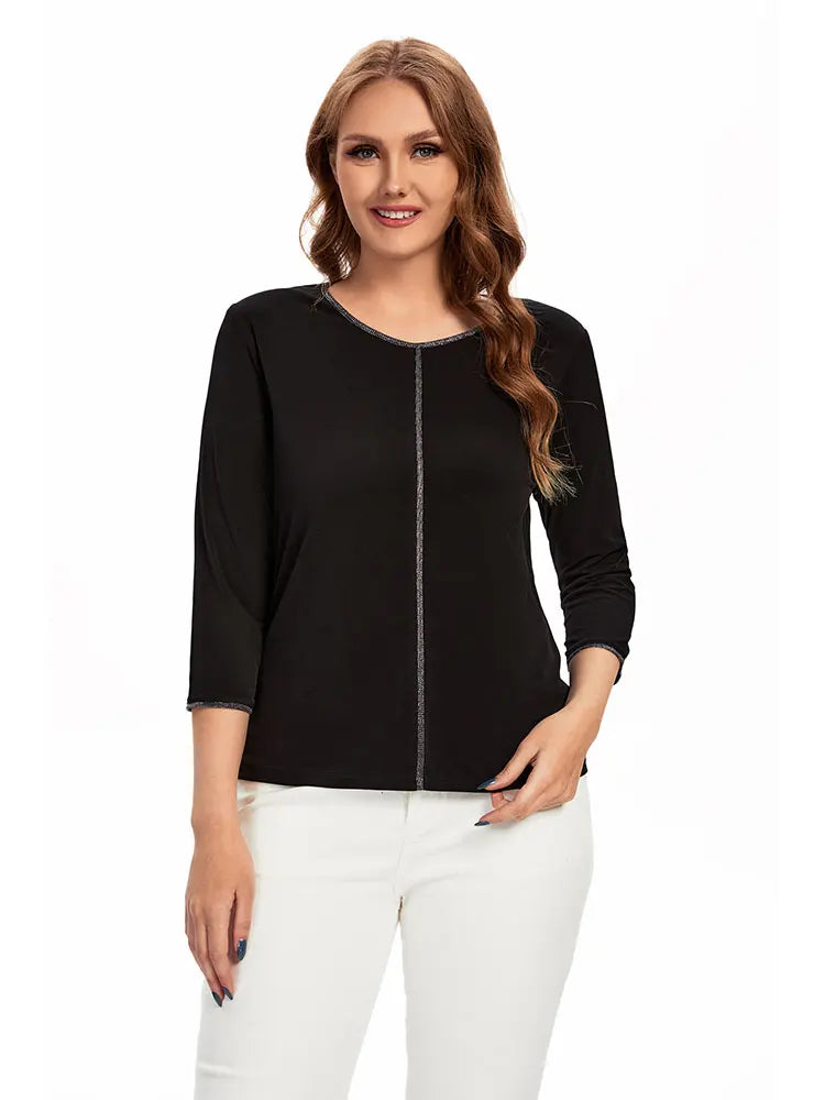Womens plus size woven Vneck shirt belongs to the category of womens clothing