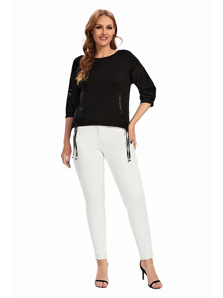 Womens plus size woven round neck shirt belongs to the category of womens clothing