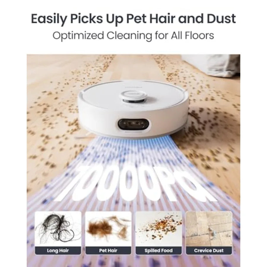 S20 Robot Vacuum and Mop with Matter 10000Pa Suction Roller Mop AI Navigation Auto Mop Wash Dry Self-Emptying Works with Apple