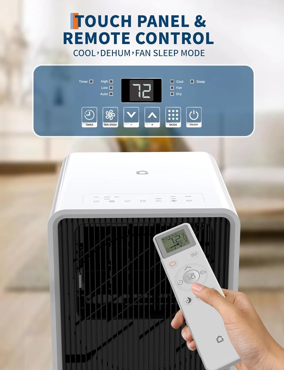 14000 BTU Portable Air Conditioner 3-in-1 Air Cooler w/Dehumidifier & Fan Mode