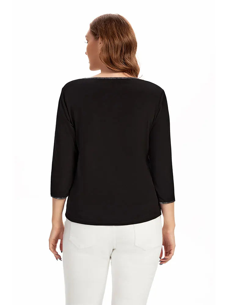 Womens plus size woven Vneck shirt belongs to the category of womens clothing