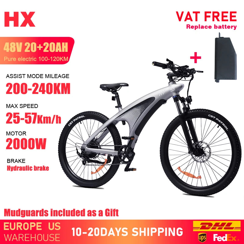HX Q5 e bike 2000W adult Electric Bike 57KM/H 48V 20AH 27.5 Inch Off-Road Tire electric bicycle City E bikes mountain ebike