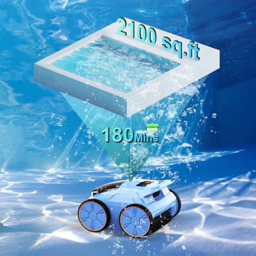 2025 New Robotic Pool Vacuum for Inground Pools Smart Navigation Pool Robot with Floor/Wall/Waterline Cleaning 180 Mins Runtime