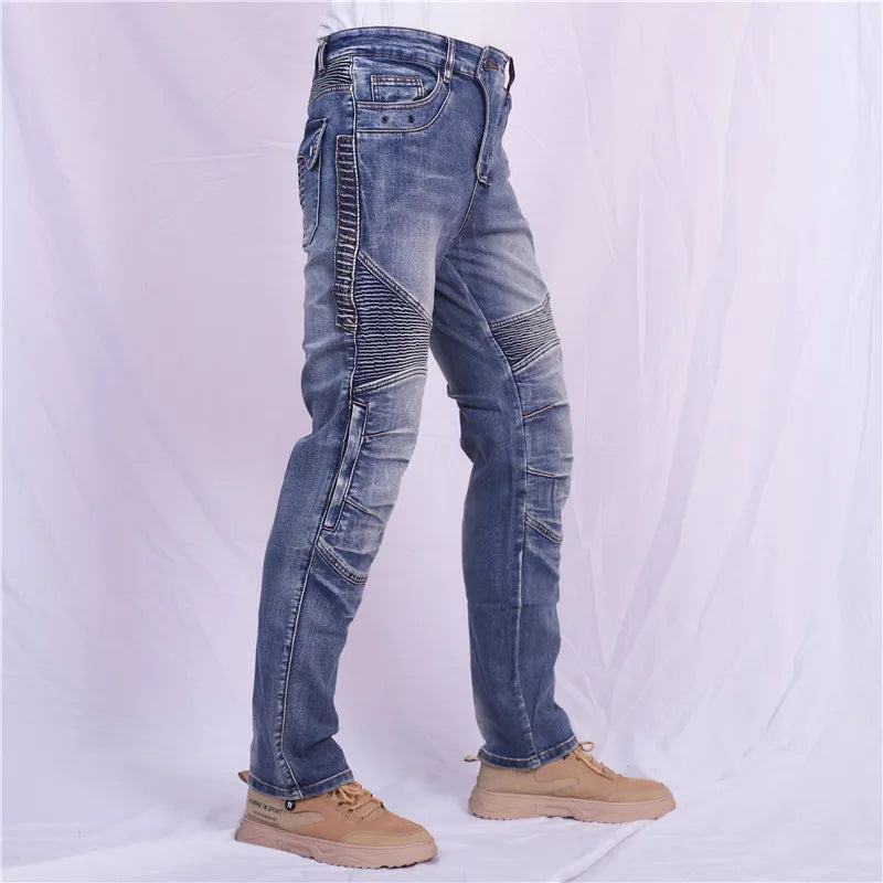 Amekaji Kevlar in Knee Motorcycle Jeans Moto pants Leisure Riding Trousers Motocross Aramid Riding Pants With Hip Knee Pads