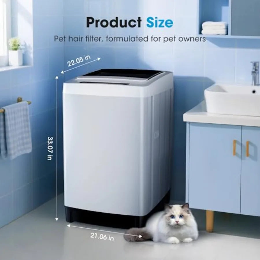 20lbs Portable Washing Machine Full-Automatic Top Load Washer with 10 Wash Cycles Drain Pump for rtment Bathroom Dorms RVs Gray
