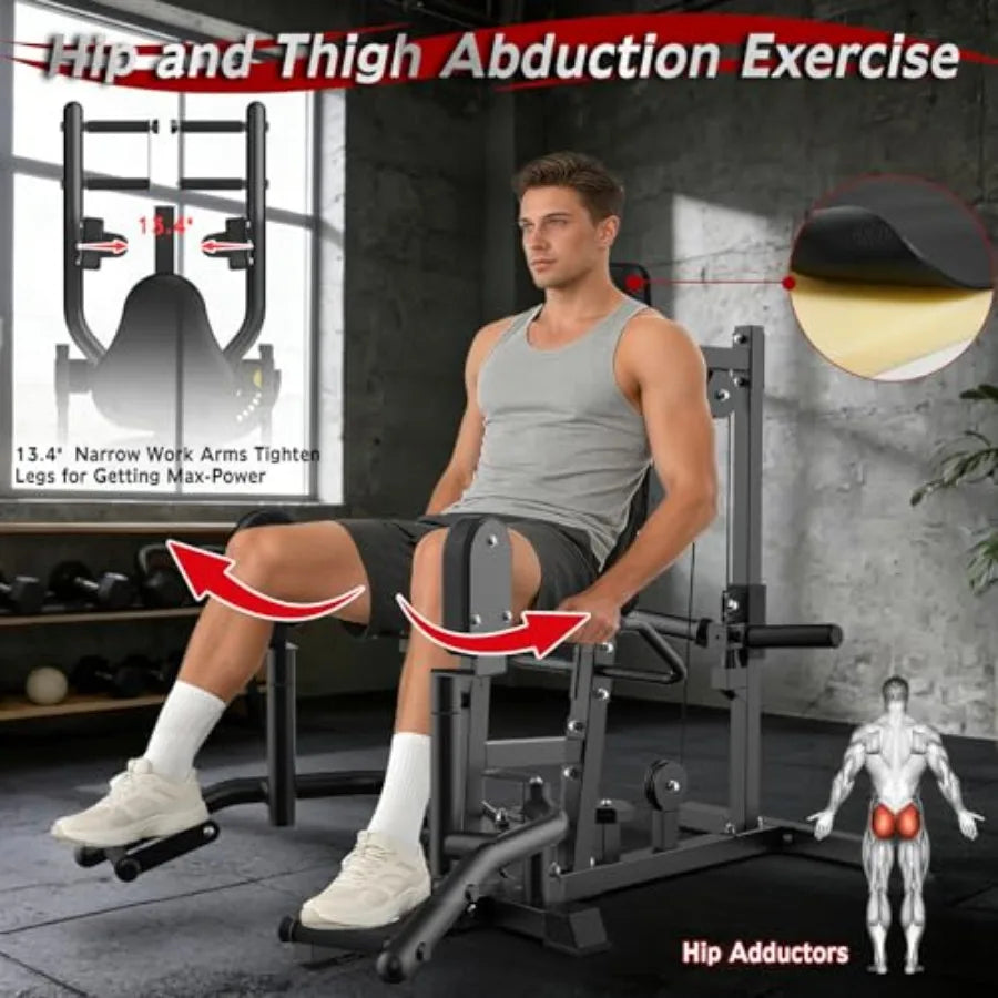 Hip Abductor Adductor Machine for Inner and Outer Thigh Glute Machine for Home Gym Black High-Resistance Strength Training Equi