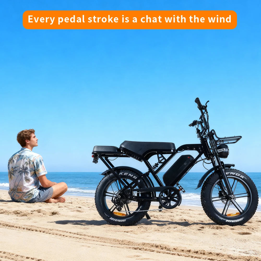 X80Pro 1000W Ebike, 20-inch fat tire electric bicycle, 48V 15Ah removable battery, 50km/h, hydraulic brakes, off-road snow bike