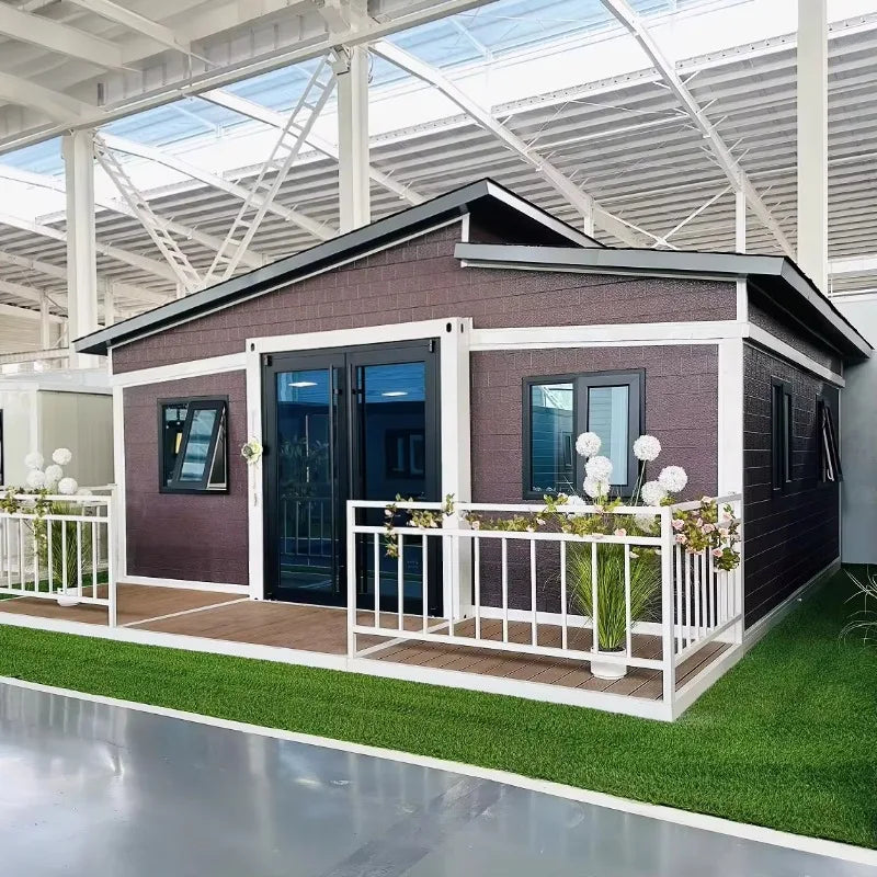 Prefabricated Mobile Tiny Home Wooden Light Steel Roof 2-5 Bedroom 20ft/40ft Folding Expandable Container House Living Room
