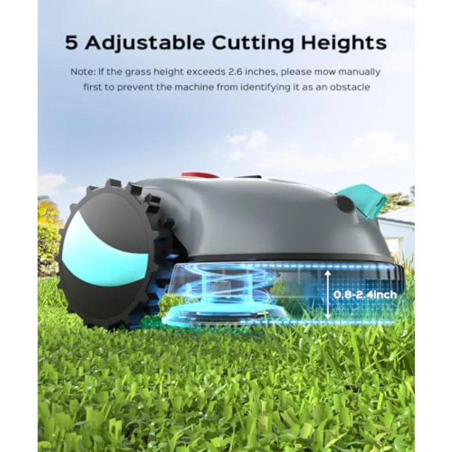 V100 Robot Lawn Mower with HD Vision Navigation Smart Obstacle Detection Collision Sensors Adjustable Cutting Height Low-Noise