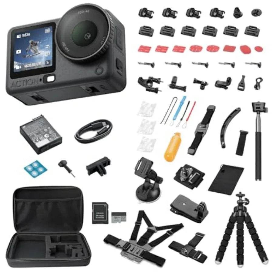 Osmo Action 6 Essential Combo with 58 Piece Accessory Kit + 64GB Card - Waterproof Action Camera with 1/1.1 Square Sensor 8K Ac