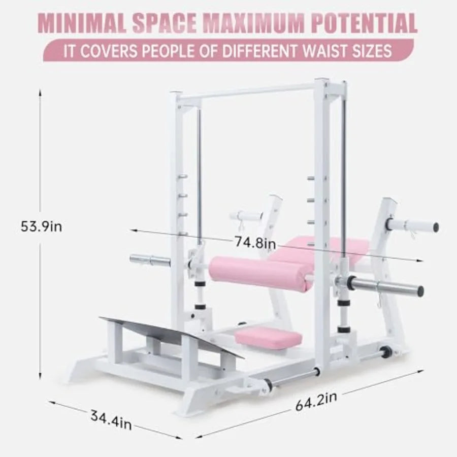 Hip Thrust Machine Home Gym Multi-Functional Smith Machine for Hip Thrust Glute Training Full Body Workout Power Rack with Guid