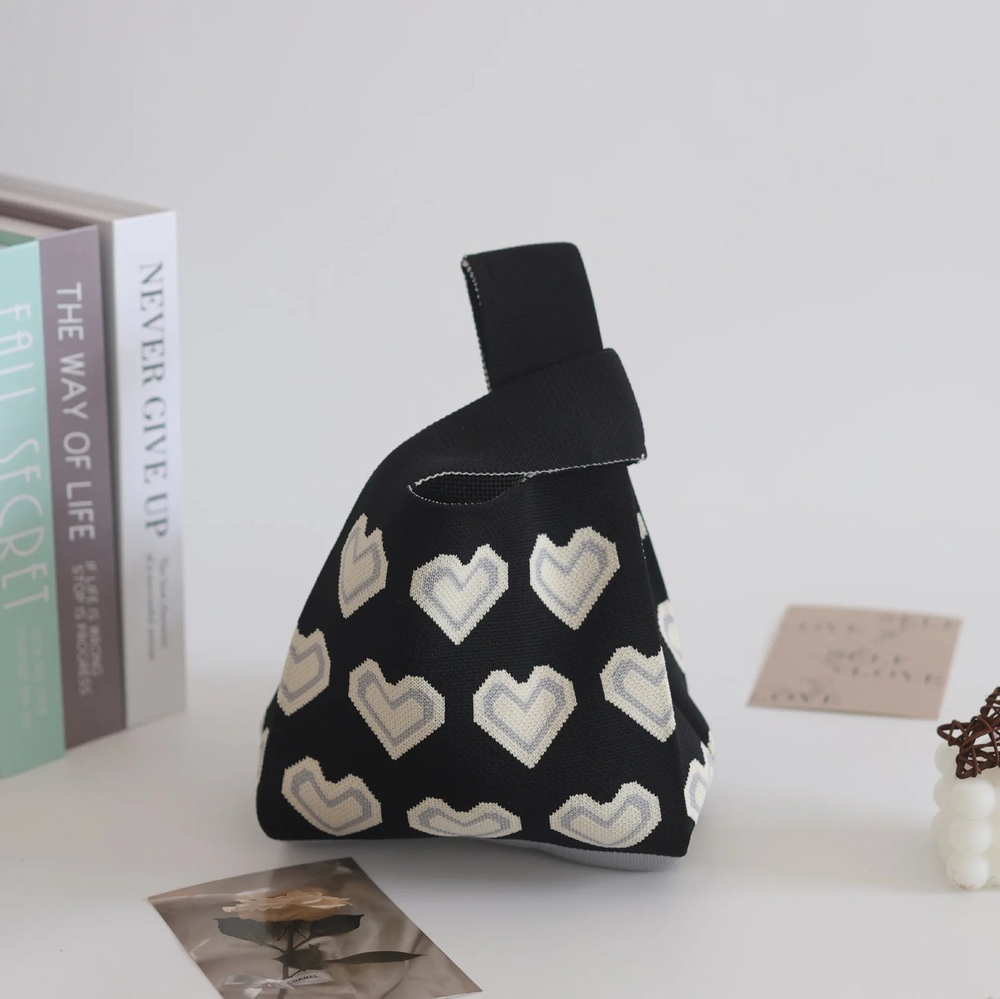 Women'S Knot Wrist Bag Tote Handmade Knitted Bag Portable Mini Striped Bucket Phone Bags Large Capacity Spring Summer Handbags