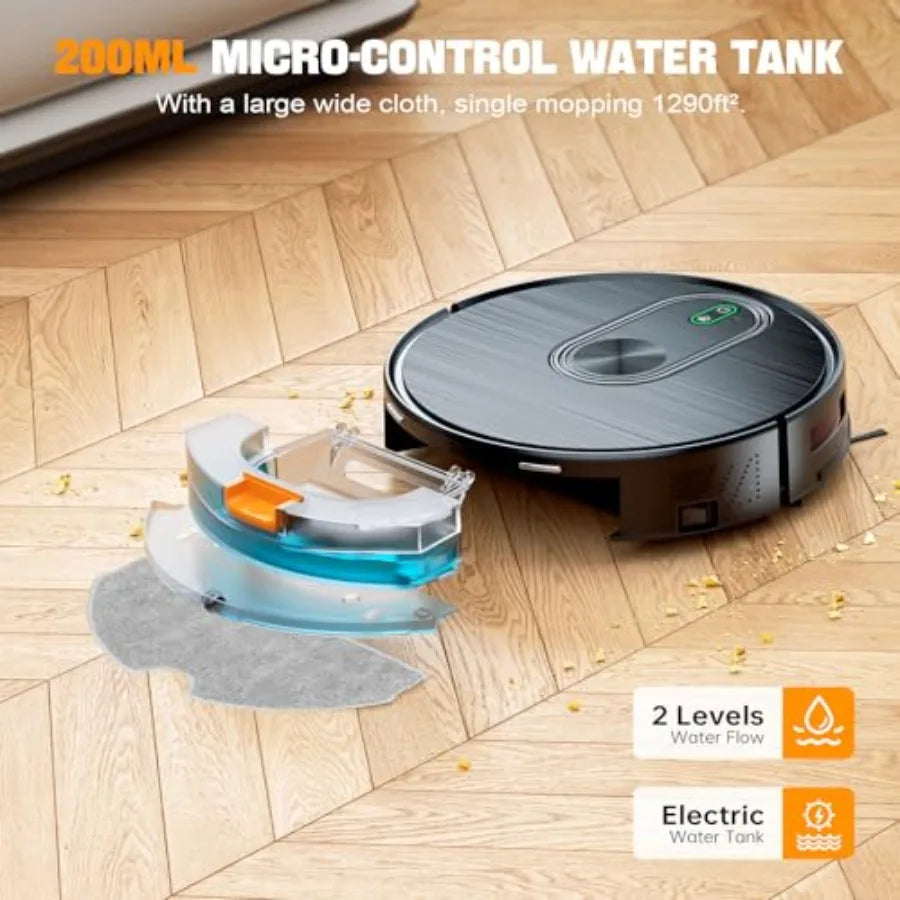 Robot Vacuum and Mop Combo 2 in 1 Robotic Vacuum Cleaner with 6500Pa Max Suction App/Wi-Fi/Voice Control Schedule Self-Charging