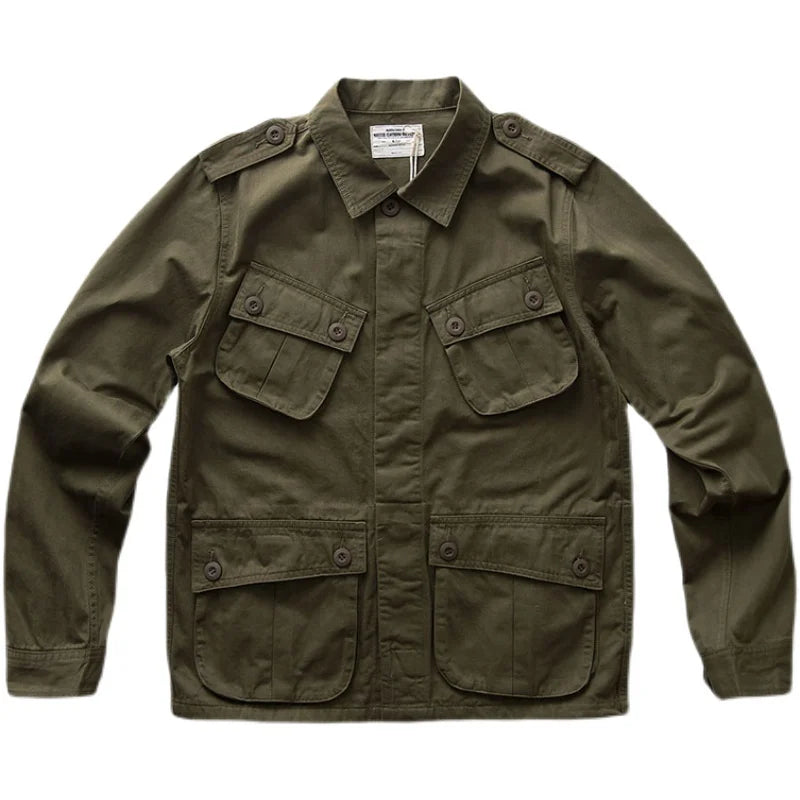 TCU Multi Pockets American Vintage Casual Jackets Spring Autumn 100% Cotton Chevron Coats for Male Amekaji Workwear Hunting Wear