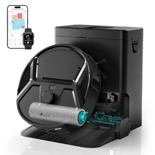 Robot Vacuum and Mop 18000Pa Strong Suction Self-Cleaning Roller Mop with Auto Drying LiDAR Navigation and Obstacle Avoidance T