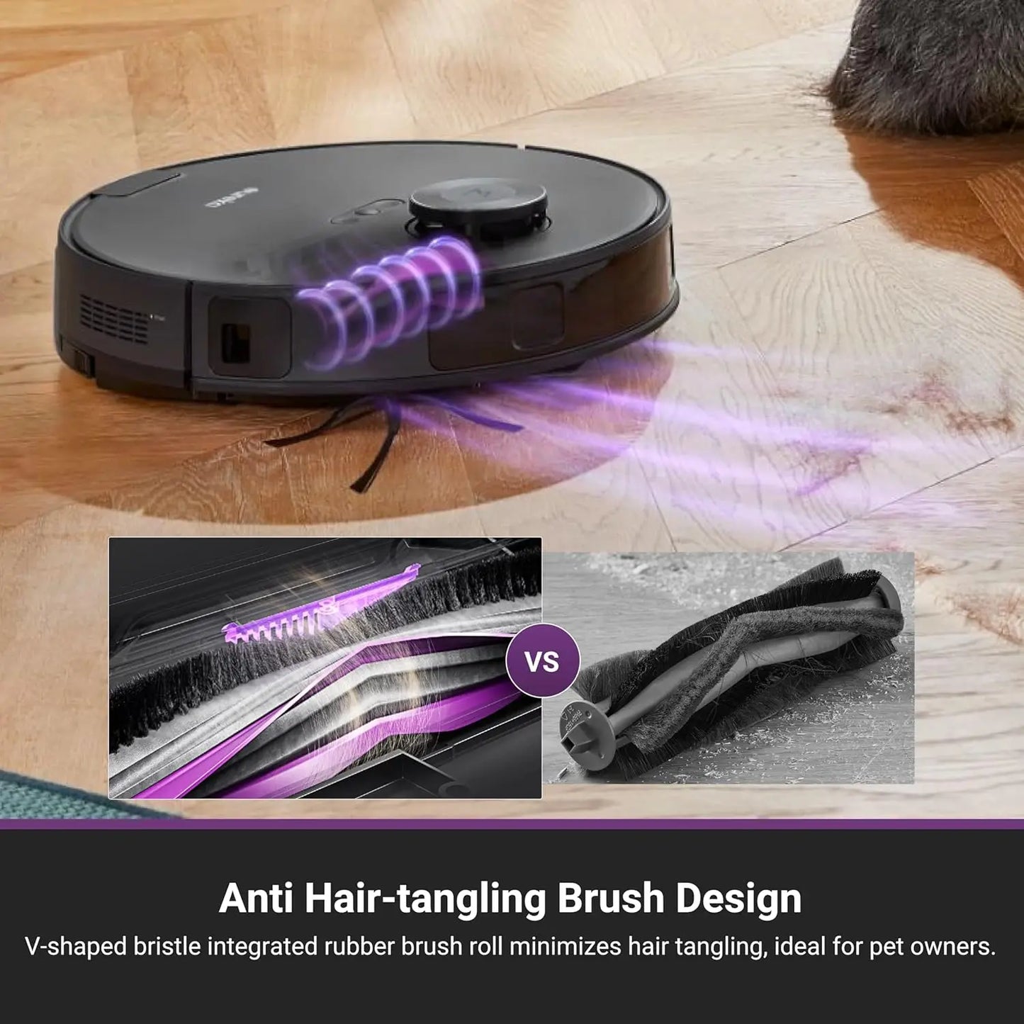 Self-Emptying Robot Vacuum and Mop Combo, 10,000Pa Suction, 45-Day Capacity, Anti-Hair-Tangling, App Control