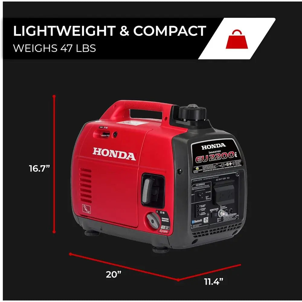 EU2200i 2200 Watt Inverter Generator, Super Quiet 120V Gas Powered Portable Generator or Camping or Home Backup Power Supply, Up