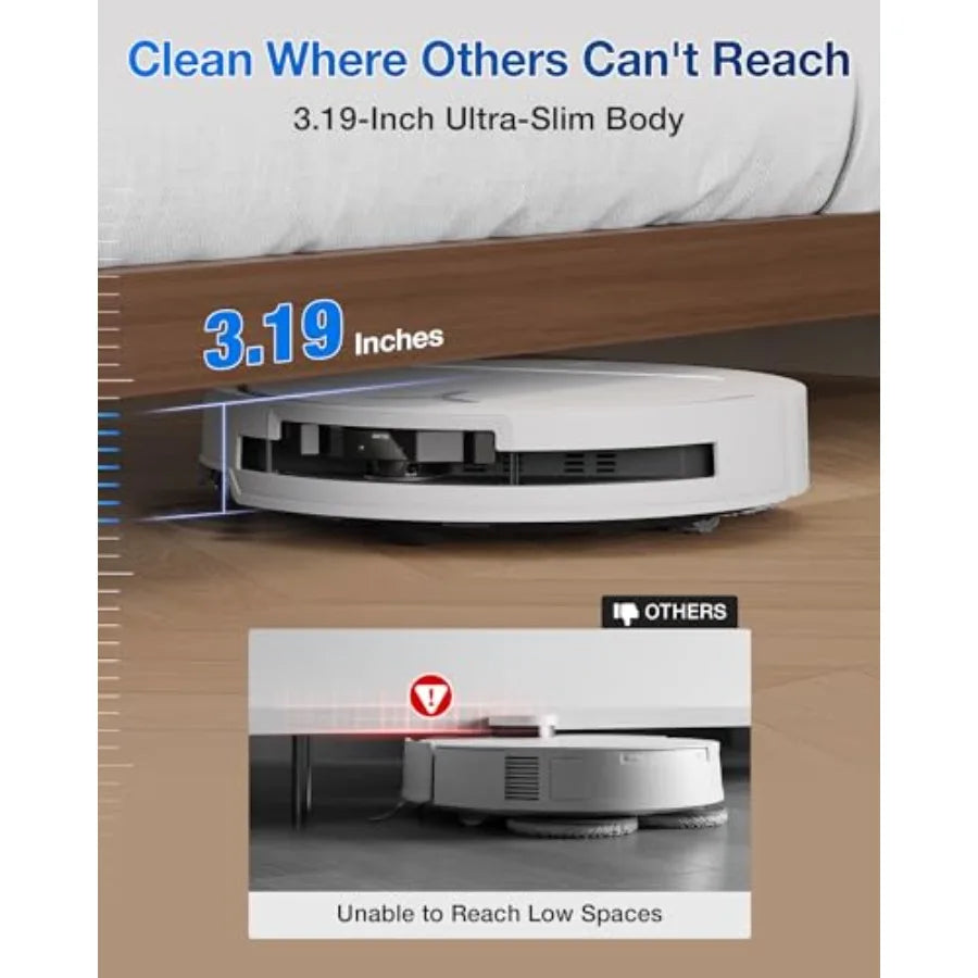 DEEBOT T50 PRO Omni Robot Vacuum and Mop 3.19 Ultra-Slim White 15 000Pa Suction ZeroTangle 2.0 TruEdge Edge Cleaning AIVI 3D Ob