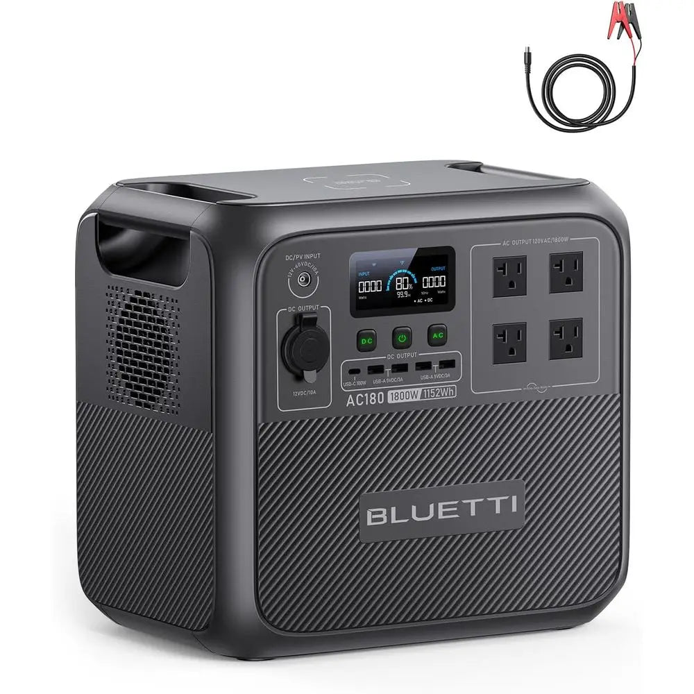 AC180 Portable Power Station, 1152Wh r Generator w/ 4 1800W (2700W Peak) AC Outlets, 0-80% in 45 Min, LiePO4 Battery Backup or C