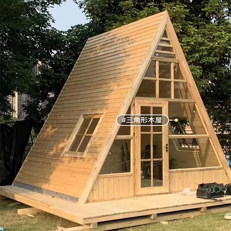 Customized Outdoor preservative wood triangle wooden house Internet celebrities can assemble small house courtyard garden