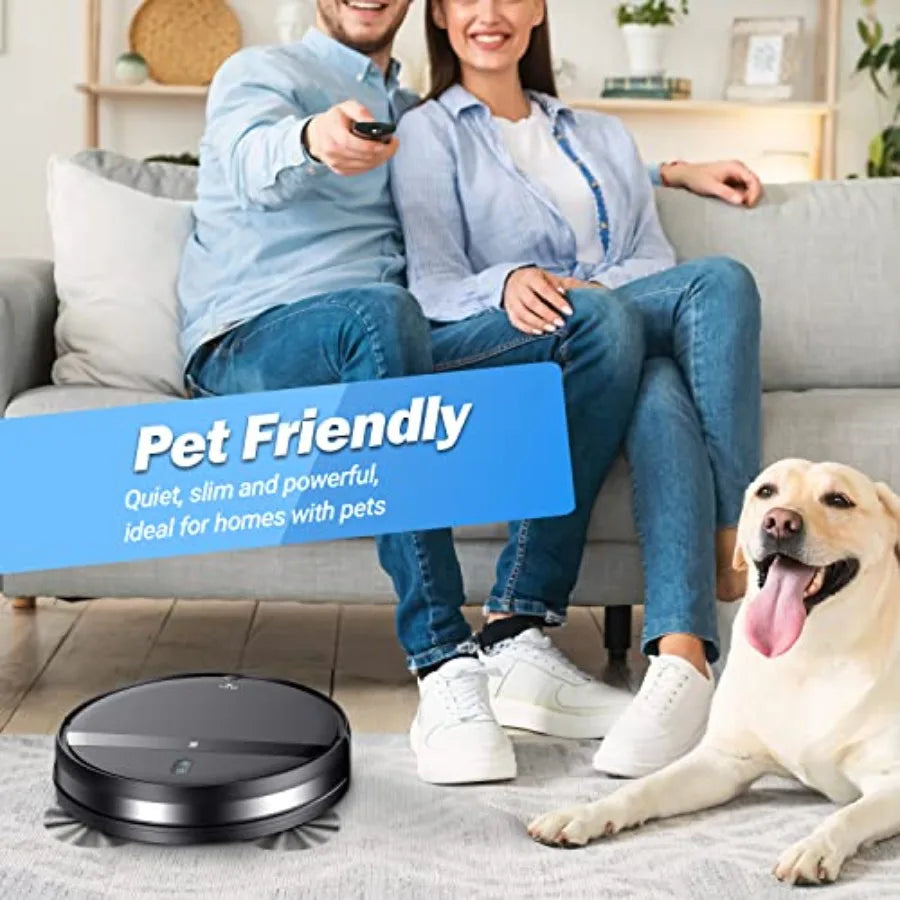 Robot Vacuum and Mop Combo App/Alexa Control Smart Ultra-Thin Robot Vacuum Cleaner with Automatic Recharge for Pet Hair Carpet