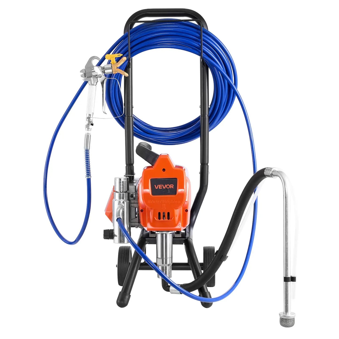 Stand Airless Paint Sprayer, 1500W, 3300PSI High Pressure Airless Sprayer With Cart, Cleaning Brush, Hose, Extension Rod,