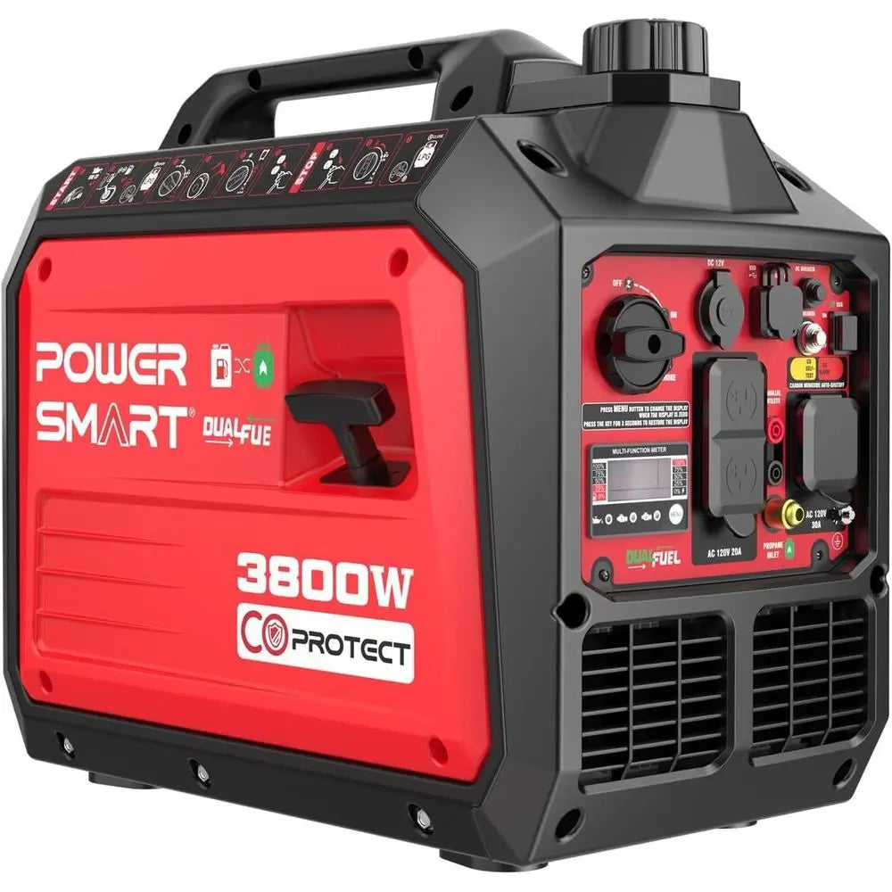 3800 Watt Dual uel Inverter Generator, Quiet Portable Gas Propane Powered with CO Sensor and RV Outlet, 149cc 4-Ste OHV Engine o
