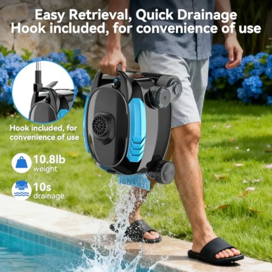 Cordless Robotic Pool Cleaner Wall Climbing Extended Battery Life 8L Ccity Advanced Dual-Motor Dual Filtration Bag X3 Pool Vacu
