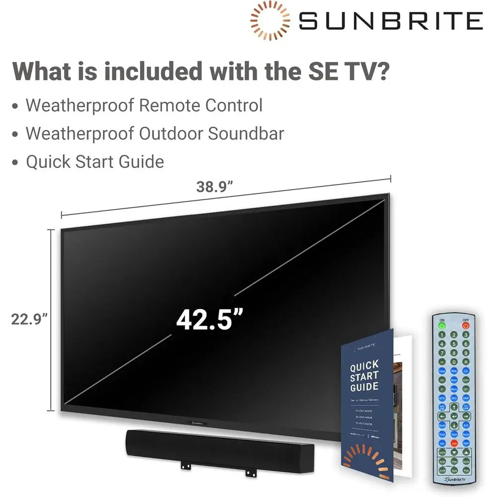 SunBrite SE 43-inch Partial Sun Outdoor TV | 4K Ultra HD LED Weatherproo Teion - Includes Speaker bar (SB-SE-43-4K-BL)