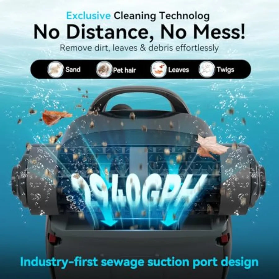 Cordless Robotic Pool Cleaner Wall Climbing Extended Battery Life 8L Ccity Advanced Dual-Motor Dual Filtration Bag X3 Pool Vacu