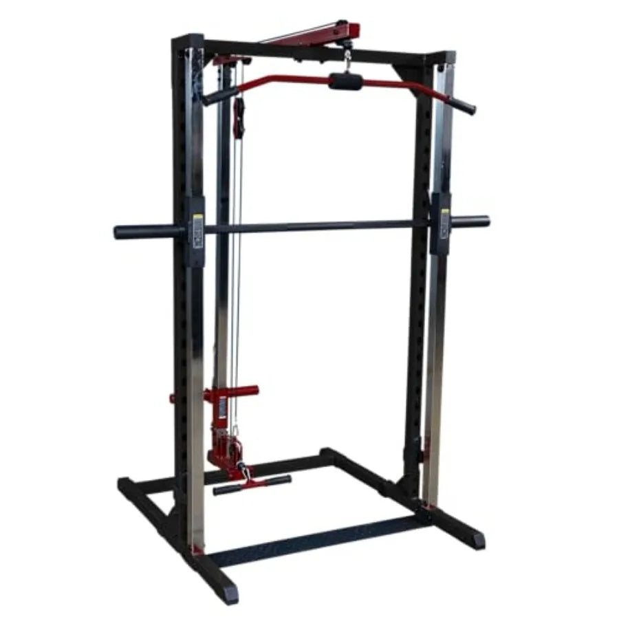 Best Fitness Smith Machine with LAT Attachment for Home Gym - Strength Training with Safety Bars Adjustable Safeties and Attach