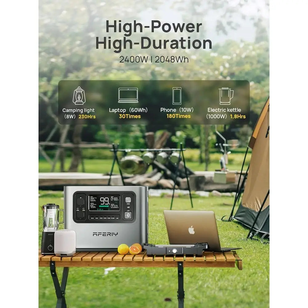 P210 2400W Portable Power Station with 200W r Panel, 2048Wh LiePO4 Battery Backup with AC & r Charging, Quiet Generator or Home